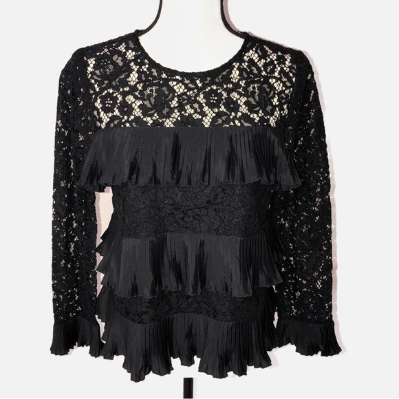 J. Crew Tops - Dark Fairy Lace Top Size 4 Ruffle Long Sleeve Goth Witchy Romantic Wednesday